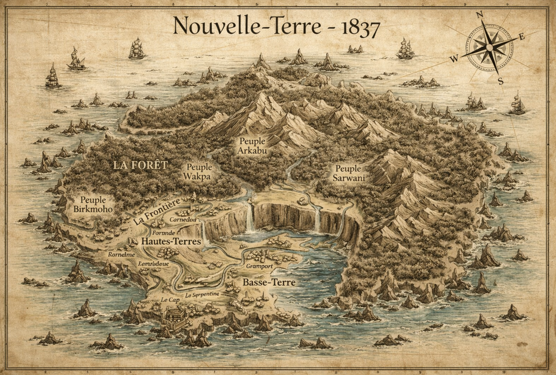 Carte de Nouvelle-Terre 19e